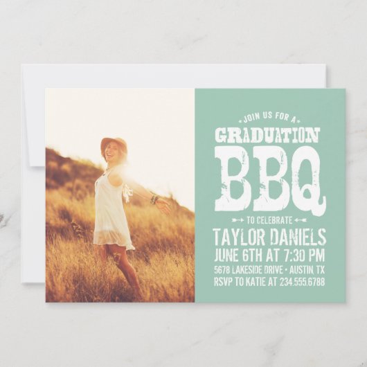 Rustikaler Abschluss GRILLEN Einladung | Editierba (Vorderseite)