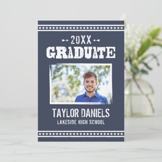 Rustikaler Abschluss GRILLEN Einladung | Editierba (Stehend Vorderseite)