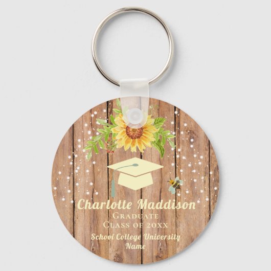 Rustikaler Abschluss Herzlichen Glückwunsch Schlüsselanhänger (Vorderseite)