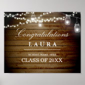 Rustikaler Abschluss mit Holzstring Lights Schild (Vorne)