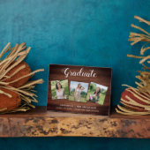 Rustikaler Abschluss Personalisiert 3 Foto Graduat Fotoplatte (Seite)