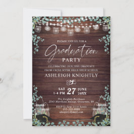 Rustikaler Abschluss Wood Eukalyptus String Lights Einladung