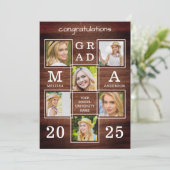 Rustikaler Absolvent 6 Foto Collage Wood Abschluss Ankündigung (Stehend Vorderseite)
