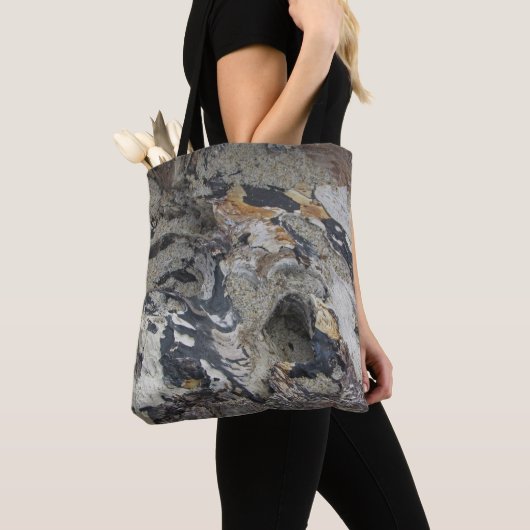 Rustikaler Abstrakter Driftwood Foto Beach Tasche (Von Nahem)