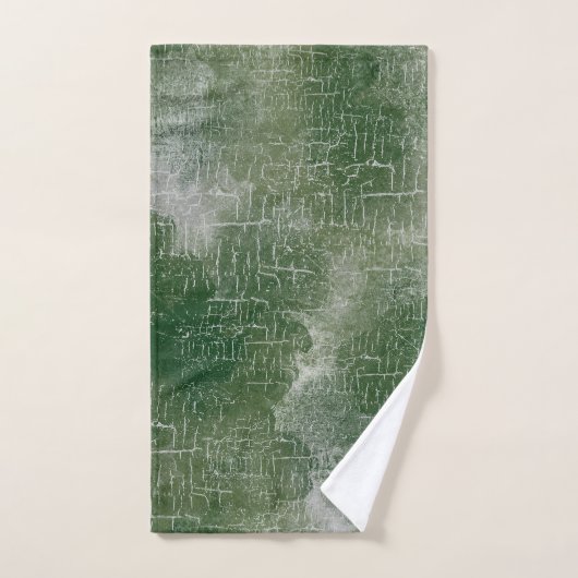 Rustikaler Abstrakter Grunge im Wald, Pine Green, Badhandtuch Set (Handtuch)