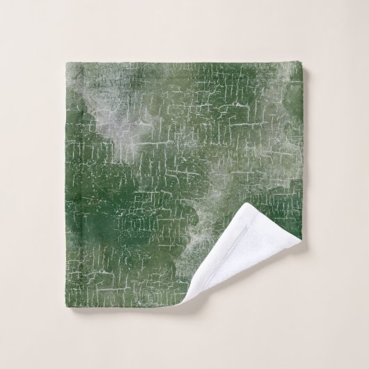 Rustikaler Abstrakter Grunge im Wald, Pine Green, Badhandtuch Set (Waschlappen)