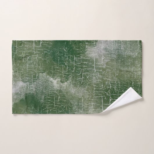 Rustikaler Abstrakter Grunge im Wald, Pine Green, Badhandtuch Set (Handtuch)