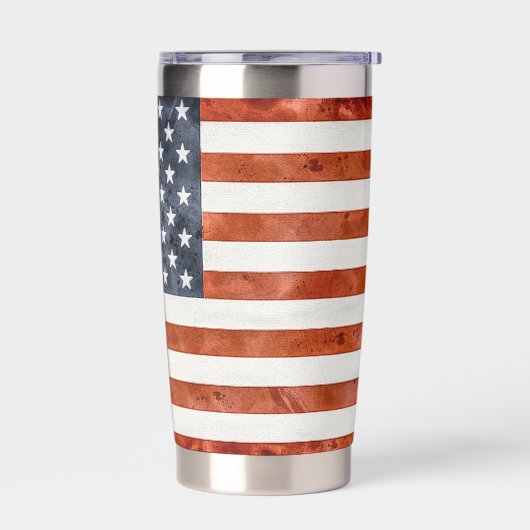 Rustikaler Adler auf amerikanischer Flagge Thermobecher (Links)