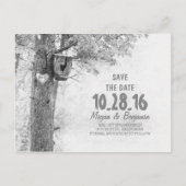 Rustikaler alter Baum schwarz-weiß Save the Date Ankündigungspostkarte (Vorderseite)