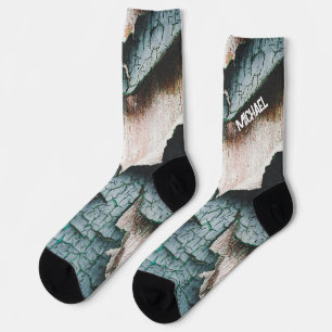 Rustikaler, alter, blauer Individuelle Name Socken