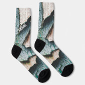 Rustikaler, alter, blauer Individuelle Name Socken (Rechts)