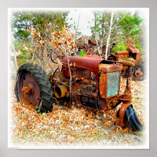 Rustikaler alter Junk Yard Farm Traktor Poster