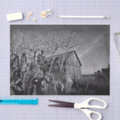 Rustikaler alter Landsitz Schwarz-Weiß-Vintag Seidenpapier (Handwerk)