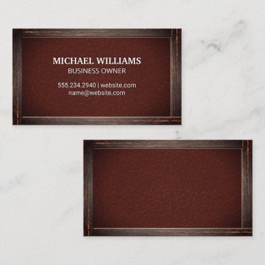 Rustikaler alter Rahmen | Ledertextur Visitenkarte (Vorne/Hinten)