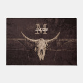 Rustikaler alter Western Bull Skull Brown Beige Mo Fußmatte (Vorderseite)
