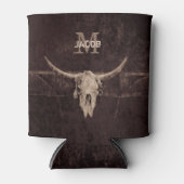 Rustikaler alter Western Monogram Brown Beige Bull Dosenkühler (Vorderseite)