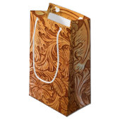 rustikaler, altes Westkuppelleder Western Kleine Geschenktüte (Vorderseite Schrägansicht)
