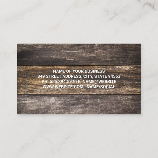 Rustikaler Altholztisch | Kaffeetaschen Terminkarte (Rückseite)