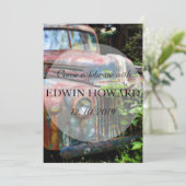 Rustikaler Altlastwagen Geburtstagskleidung Einladung (Stehend Vorderseite)