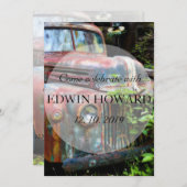 Rustikaler Altlastwagen Geburtstagskleidung Einladung (Vorne/Hinten)