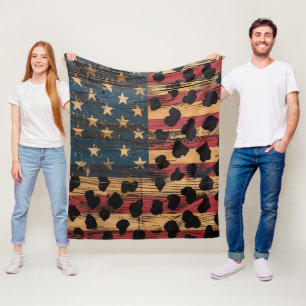 Rustikaler amerikanischer Flaggen-Leoparden-Druck  Fleecedecke