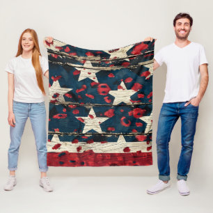Rustikaler amerikanischer Flaggen-Leoparden-Druck  Fleecedecke