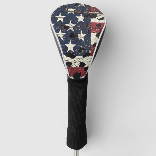 Rustikaler Amerikanischer Flaggen-Leoparden-Druck  Golf Headcover (Vorderseite)