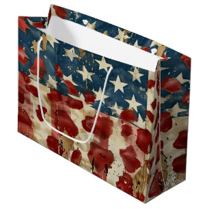 Rustikaler Amerikanischer Flaggen-Leoparden-Druck Große Geschenktüte