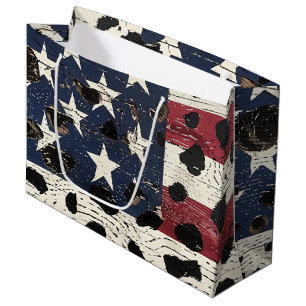 Rustikaler amerikanischer Flaggen-Leoparden-Druck Große Geschenktüte