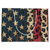 Rustikaler amerikanischer Flaggen-Leoparden-Druck  Große Geschenktüte (Rückseite)