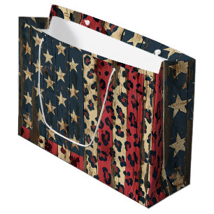 Rustikaler amerikanischer Flaggen-Leoparden-Druck Große Geschenktüte
