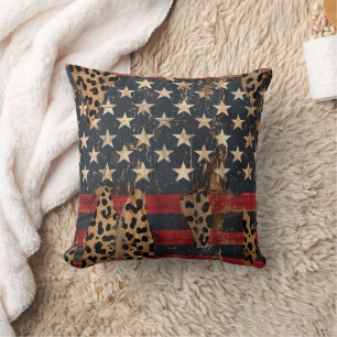Rustikaler Amerikanischer Flaggen-Leoparden-Druck  Kissen