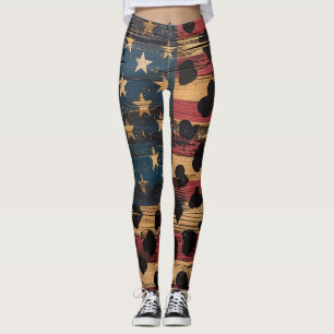 Rustikaler Amerikanischer Flaggen-Leoparden-Druck  Leggings