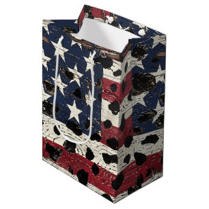 Rustikaler Amerikanischer Flaggen-Leoparden-Druck Mittlere Geschenktüte