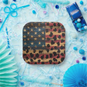 Rustikaler Amerikanischer Flaggen-Leoparden-Druck Pappteller (Party)