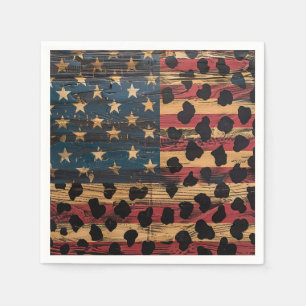 Rustikaler Amerikanischer Flaggen-Leoparden-Druck Serviette