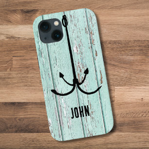 Rustikaler Angelhaken aus Holz, individuelle Fisch Case-Mate iPhone Hülle