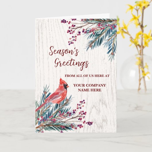 Rustikaler Angestellter Weihnachtsfeiertag Karte (Gelbe Blume)