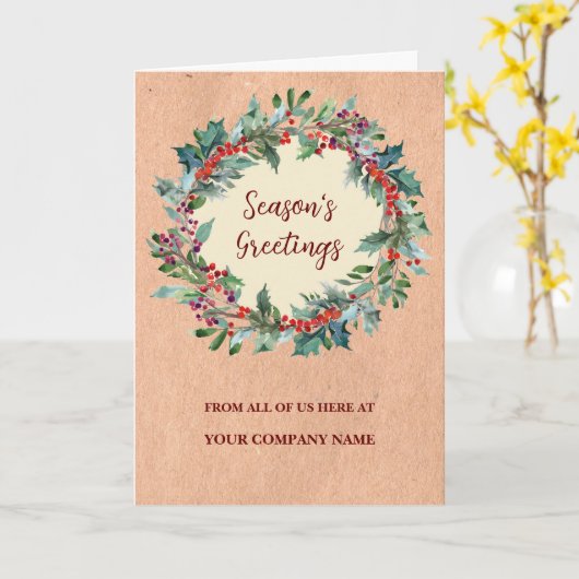 Rustikaler Angestellter Weihnachtsfeiertag Karte (Gelbe Blume)