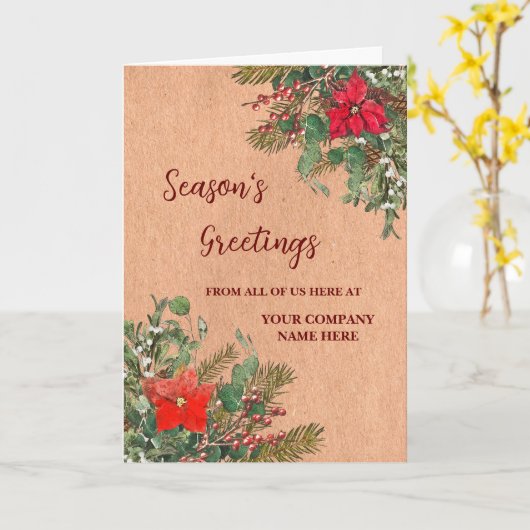 Rustikaler Angestellter Weihnachtsfeiertag Karte (Gelbe Blume)