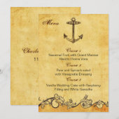 rustikaler Anker nautische Hochzeitskarten Menükarte (Vorne/Hinten)