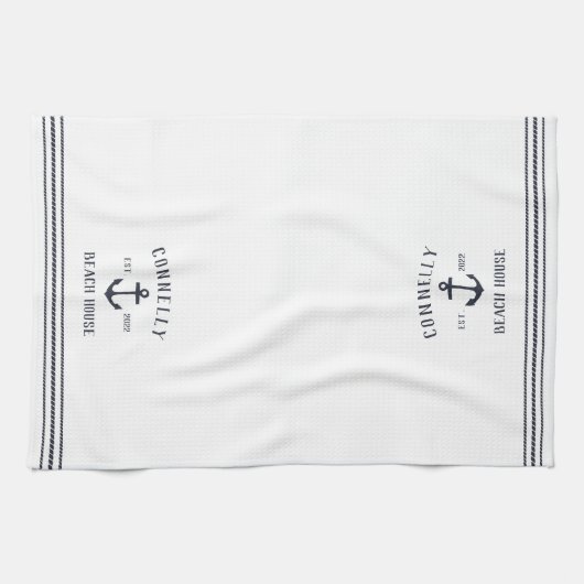 Rustikaler Anker Personalisiert Beach House Geschirrtuch (Horizontal)