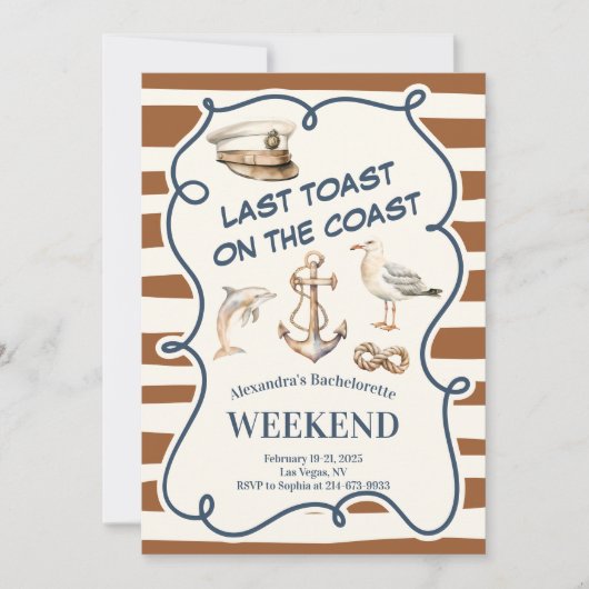 Rustikaler Anker und Dolphin Bachelorette Einladung (Vorderseite)