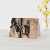 Rustikaler antiker Tür-Zug und Klinke Karte (Gelbe Blume)