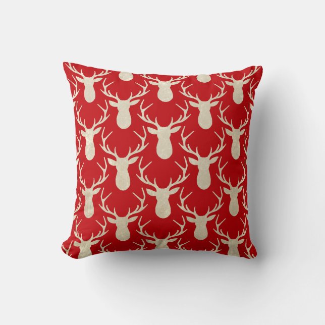Rustikaler Antler Deer Woodland Pillow Kissen (Vorderseite)