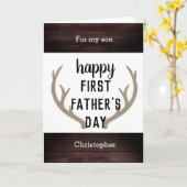Rustikaler Antler Erster Vatertag Sohn Karte (Gelbe Blume)