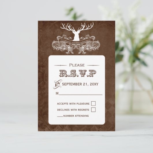 Rustikaler Antler, Hirschwinterwald uAwg 3,5 x 5 RSVP Karte (Stehend Vorderseite)