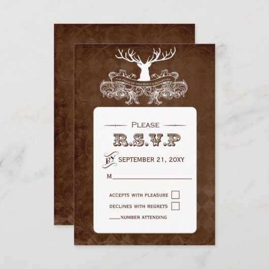 Rustikaler Antler, Hirschwinterwald uAwg 3,5 x 5 RSVP Karte (Vorne/Hinten)
