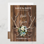 Rustikaler Antler mit Magnolia Save the Date Karte (Vorne/Hinten)