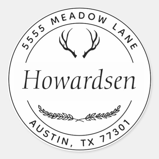 Rustikaler Antler Runder Aufkleber (Vorderseite)